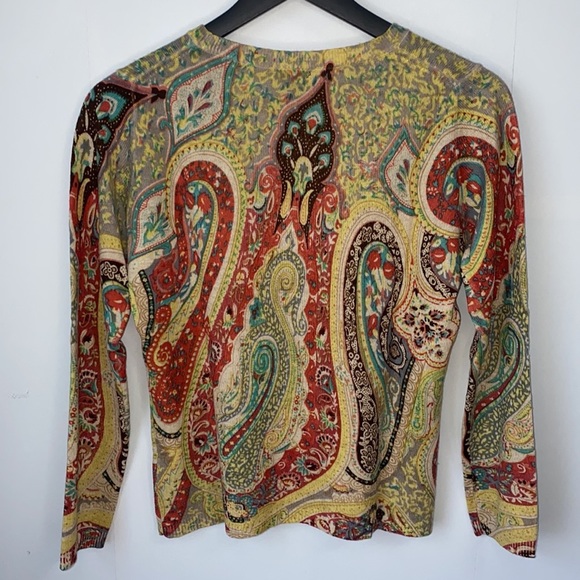 Madison Cashmere paisley print lightweight 100% cashmere sweater size S - Picture 3 of 8